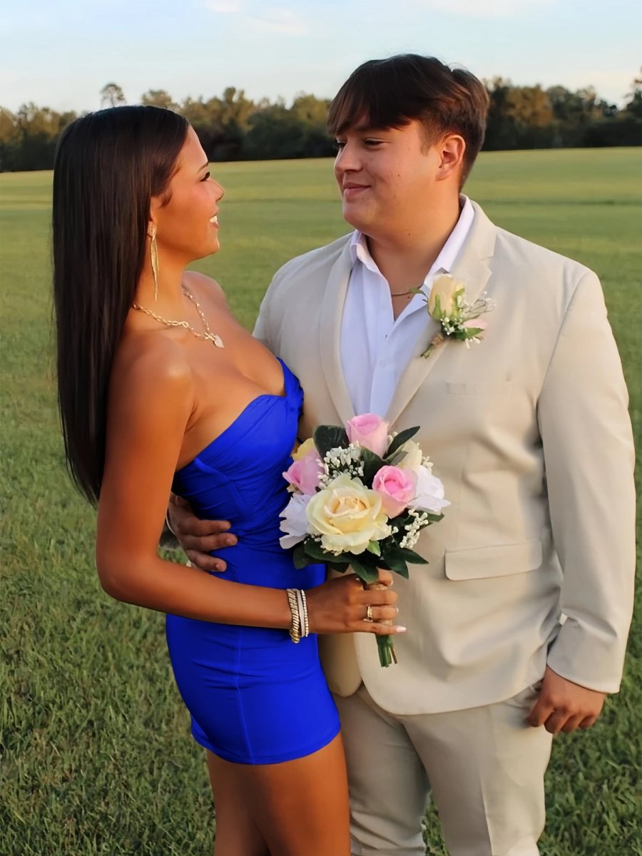 Issa | Yellow - Strapless Sheath Short Homecoming Dresses With Keyhole